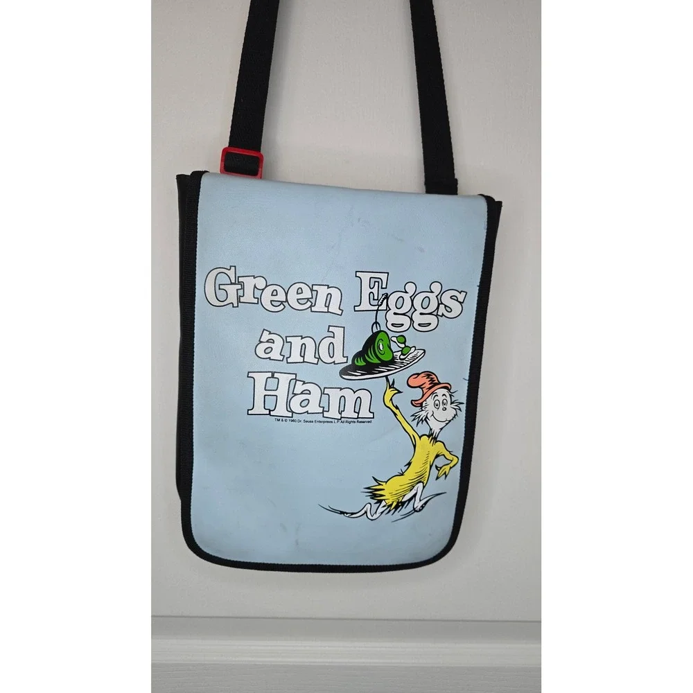 Dr Seuss Green Eggs and Ham Doe Sam I Am Blue Black Crossbody Messenger Handbag